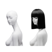 High-end fiber adjustable black short long straight women synthetic human hair wig with bang